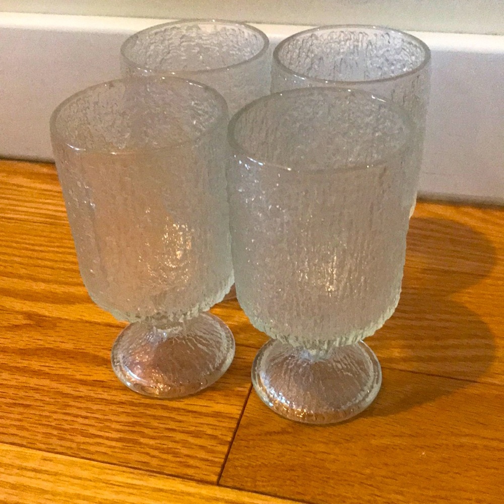 Set of 4 Indiana Glass Crystal Ice cocktail goblets